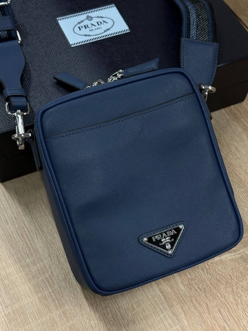 Prada сумка мужские натуральная кожа синие премиум 578885OB
