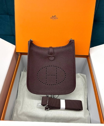 Hermes Evelyn сумка женские натуральная кожа бордовые премиум 647539JE