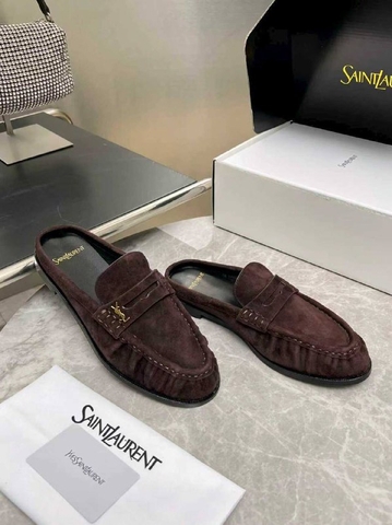 Yves Saint Laurent мюли женские натуральная замша летние весенние / осенние коричневые премиум 656962BT