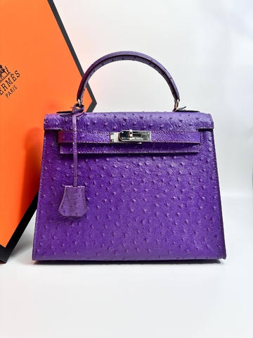 Hermes Kelly ostrich 28 сумка женские натуральная кожа фиолетовые люкс 529007SJ