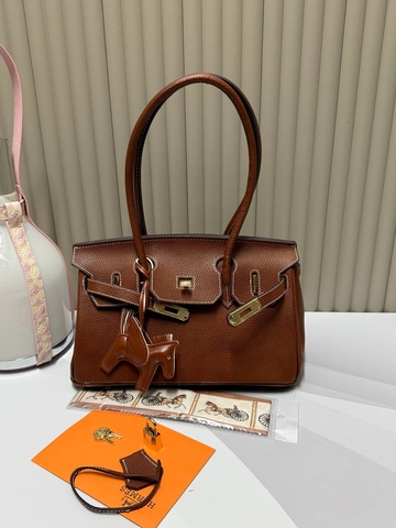 Hermes сумка женские натуральная кожа коричневые оранжевые люкс 910260FX