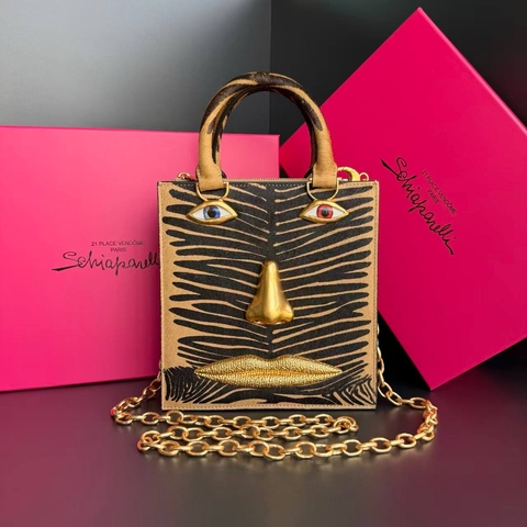 Schiaparelli сумка женские натуральная кожа черные золотистые премиум 996086ML