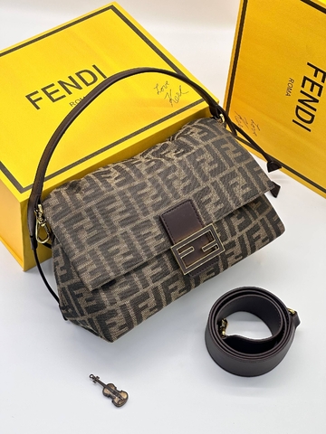 Fendi сумка женские текстиль коричневые люкс 789638YK