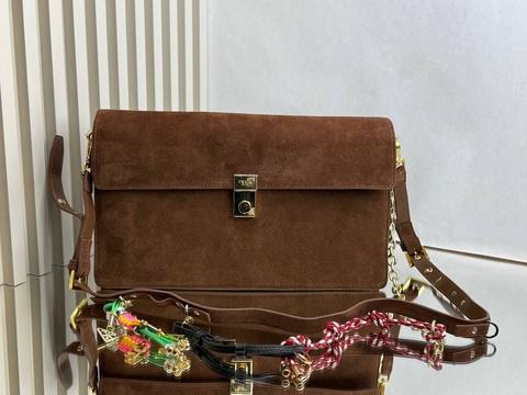 Prada сумка женские натуральная замша коричневые люкс 532824EL