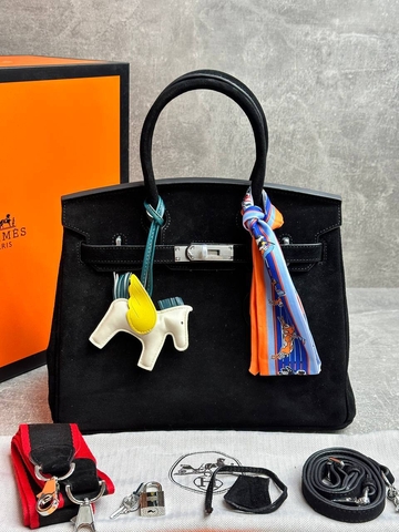 Hermes сумка женские натуральная замша черные люкс 701687RU