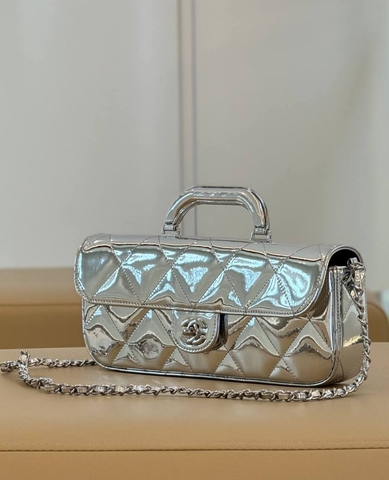 Chanel сумка женские натуральная кожа серебристые премиум 189690NU