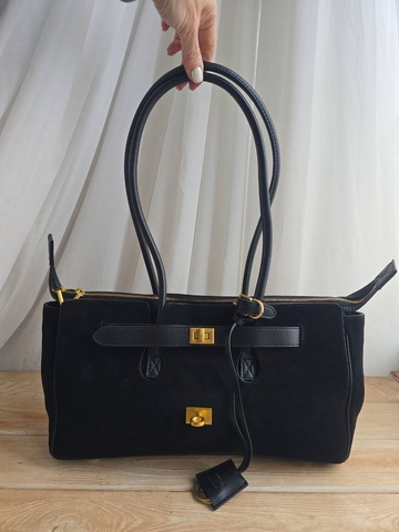 Balenciaga сумка женские натуральная замша черные люкс 666403TK