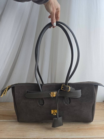 Balenciaga сумка женские натуральная замша серые люкс 990682OH