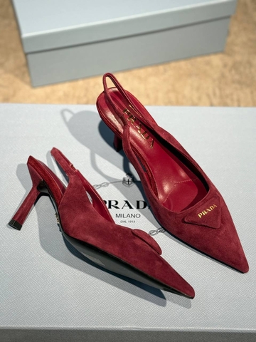 Prada туфли женские натуральная замша летние весенние / осенние красные бордовые премиум 547693PV