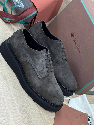 Loro Piana ботинки мужские натуральная замша весенние / осенние серые премиум 570430PN