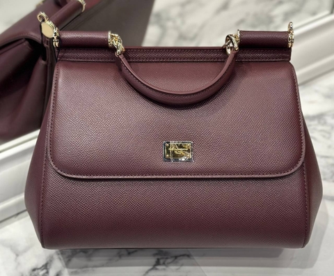 Dolce & Gabbana сумка женские натуральная кожа бордовые премиум 950032AV