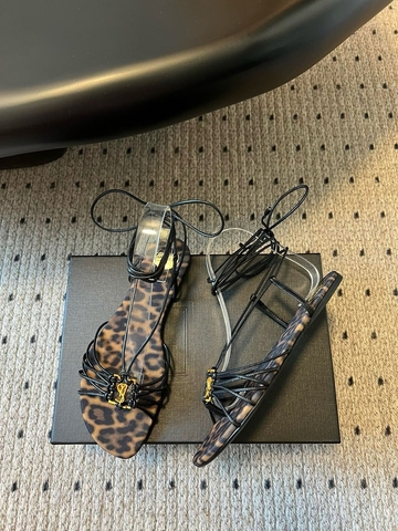 Yves Saint Laurent босоножки женские натуральная кожа летние коричневые черные премиум 793855PK