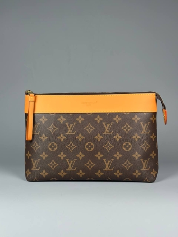 Louis Vuitton клатч мужские канва натуральная кожа коричневые премиум 638274PO