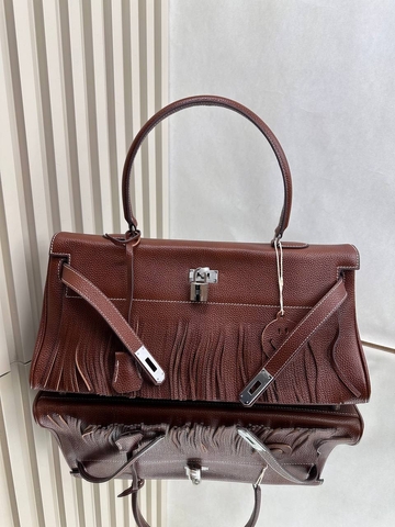 Hermes сумка женские натуральная кожа коричневые бордовые люкс 622403CI