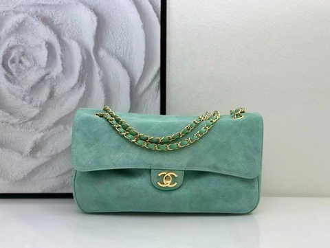 Chanel сумка женские натуральная замша зеленые премиум 127816BK