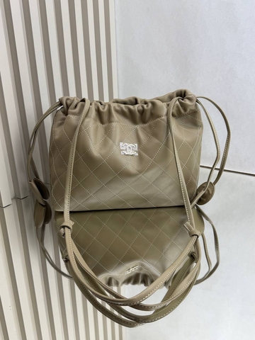 Chanel сумка женские натуральная кожа бежевые коричневые люкс 268202JX