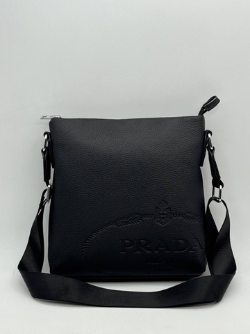 Prada сумка мужские натуральная кожа черные люкс 719710ZV