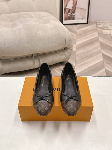 Louis Vuitton балетки женские канва натуральная кожа летние весенние / осенние черные премиум 221511UC