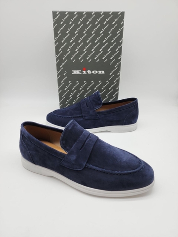 Kiton лоферы мужские натуральная замша летние весенние / осенние синие люкс 854299CG
