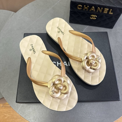 Chanel шлепанцы женские резина летние бежевые премиум 316804OS