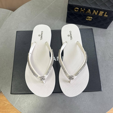 Chanel шлепанцы женские резина летние белые премиум 356129ZX