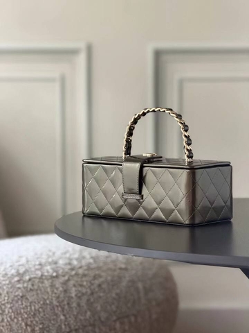 Chanel сумка женские натуральная кожа серые премиум 720262YS