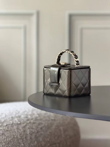 Chanel сумка женские натуральная кожа серые премиум 720102GM