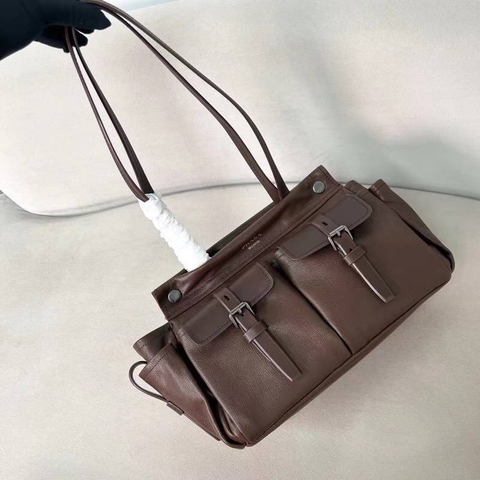 Prada сумка женские натуральная кожа коричневые премиум 300664BT