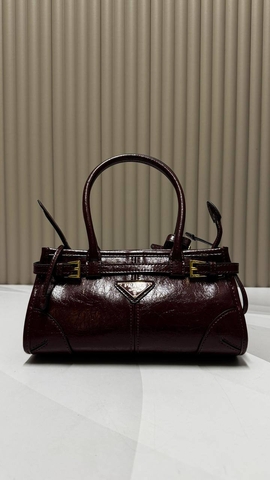 Prada сумка женские натуральная кожа бордовые люкс 577153AD