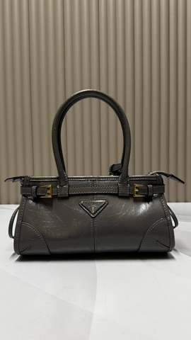 Prada сумка женские натуральная кожа серые люкс 317937PG