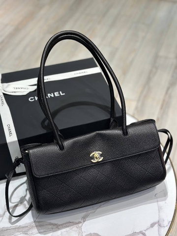 Chanel Shopping small сумка женские натуральная кожа черные премиум 796096FB