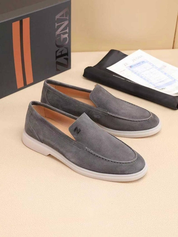 Ermenegildo Zegna лоферы мужские натуральная замша летние весенние / осенние серые люкс 513149MN