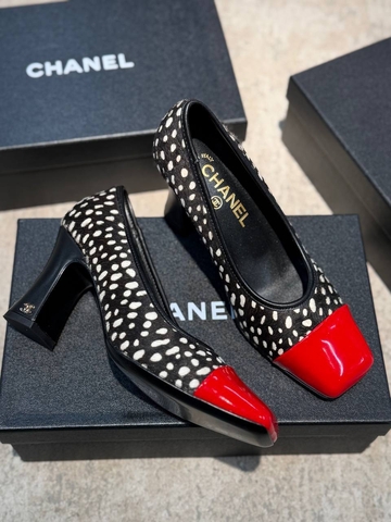 Chanel туфли женские натуральная кожа шерсть летние весенние / осенние черные микс премиум 976585ZY
