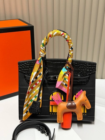 Hermes сумка женские натуральная кожа черные микс люкс 312442ZT