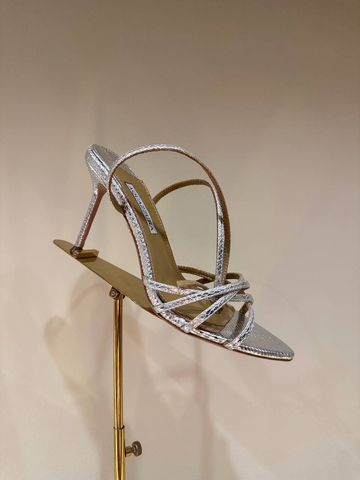 Aquazzura босоножки женские натуральная кожа летние серебристые премиум 772364YM