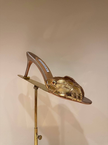 Aquazzura сабо женские натуральная кожа летние золотистые премиум 367793GJ