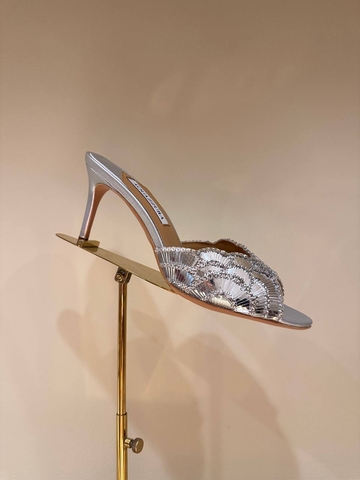 Aquazzura сабо женские натуральная кожа летние серебристые премиум 369661KB