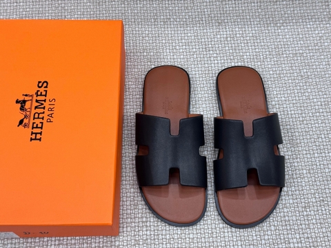Hermes шлепанцы мужские натуральная кожа летние черные люкс 619866ZZ