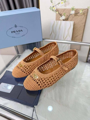 Prada балетки женские текстиль летние весенние / осенние оранжевые премиум 638484OK