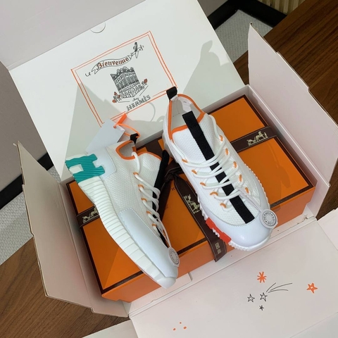 Hermes кроссовки женские натуральная кожа текстиль летние весенние / осенние белые премиум 804428HY