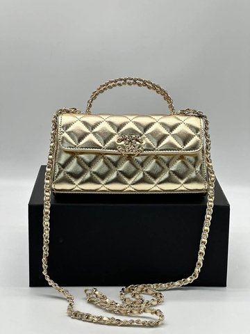 Chanel сумка женские натуральная кожа золотистые премиум 144678OZ