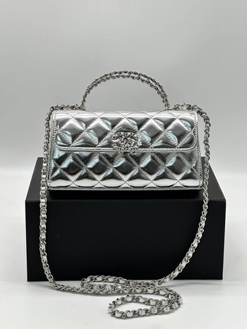 Chanel сумка женские натуральная кожа серебристые премиум 423595VS