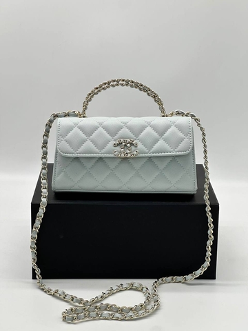Chanel сумка женские натуральная кожа голубые премиум 398129ZI