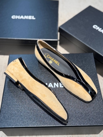 Chanel балетки женские натуральная кожа натуральная замша летние весенние / осенние бежевые премиум 771747IK