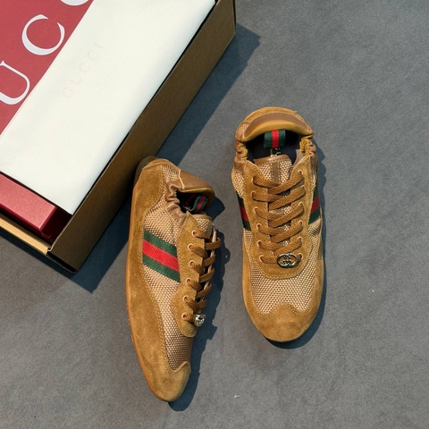 Gucci кроссовки женские натуральная замша нейлон летние весенние / осенние оранжевые премиум 566280PK
