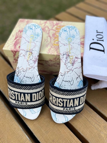 Dior шлепанцы женские текстиль летние черные люкс 443179EN