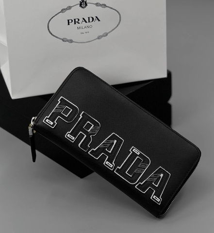 Prada кошелек мужские натуральная кожа черные премиум 806490XO