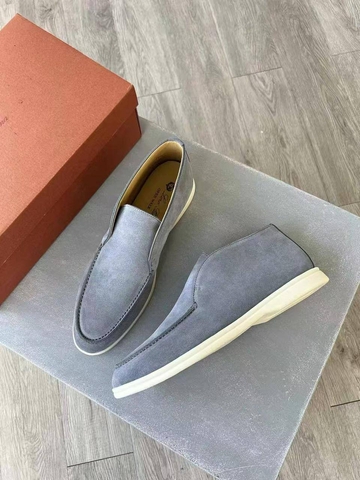 Loro Piana лоферы мужские натуральная замша зимние весенние / осенние голубые серые премиум 225988FX