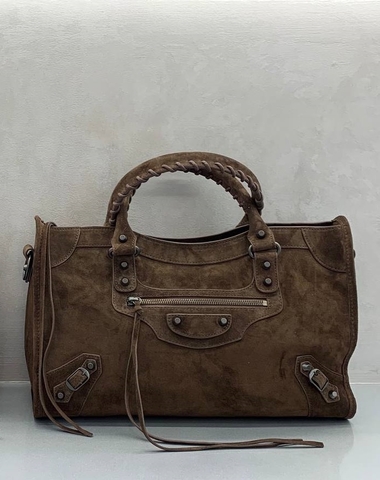Balenciaga LE CITY сумка женские натуральная замша коричневые премиум 154563BW
