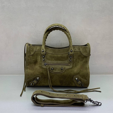 Balenciaga LE CITY сумка женские натуральная замша зеленые премиум 763110FQ